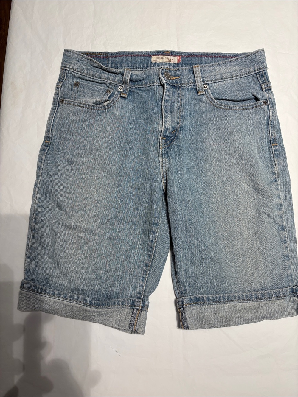 EUC Sz 10 Levi's Light Blue Denim Shorts with Contrast Stitching